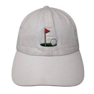 Golf Flag Slideback Hat White One Size Adjustable Embroidered KB ETHOS Classics
